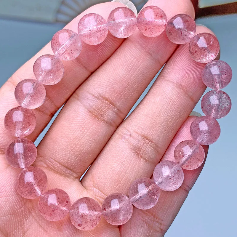 

Strawberry Quartz Bracelet Love Natural Strawberry Crystal Bracelet Pink Strawberry Crystal Bracelet Jewelry
