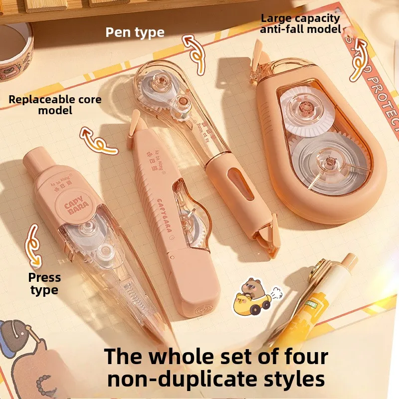 Kawaii Aesthetic Stationery Back To School Supplies Capybara Correction Tape Corrector School Accessories Equipment Cute Things