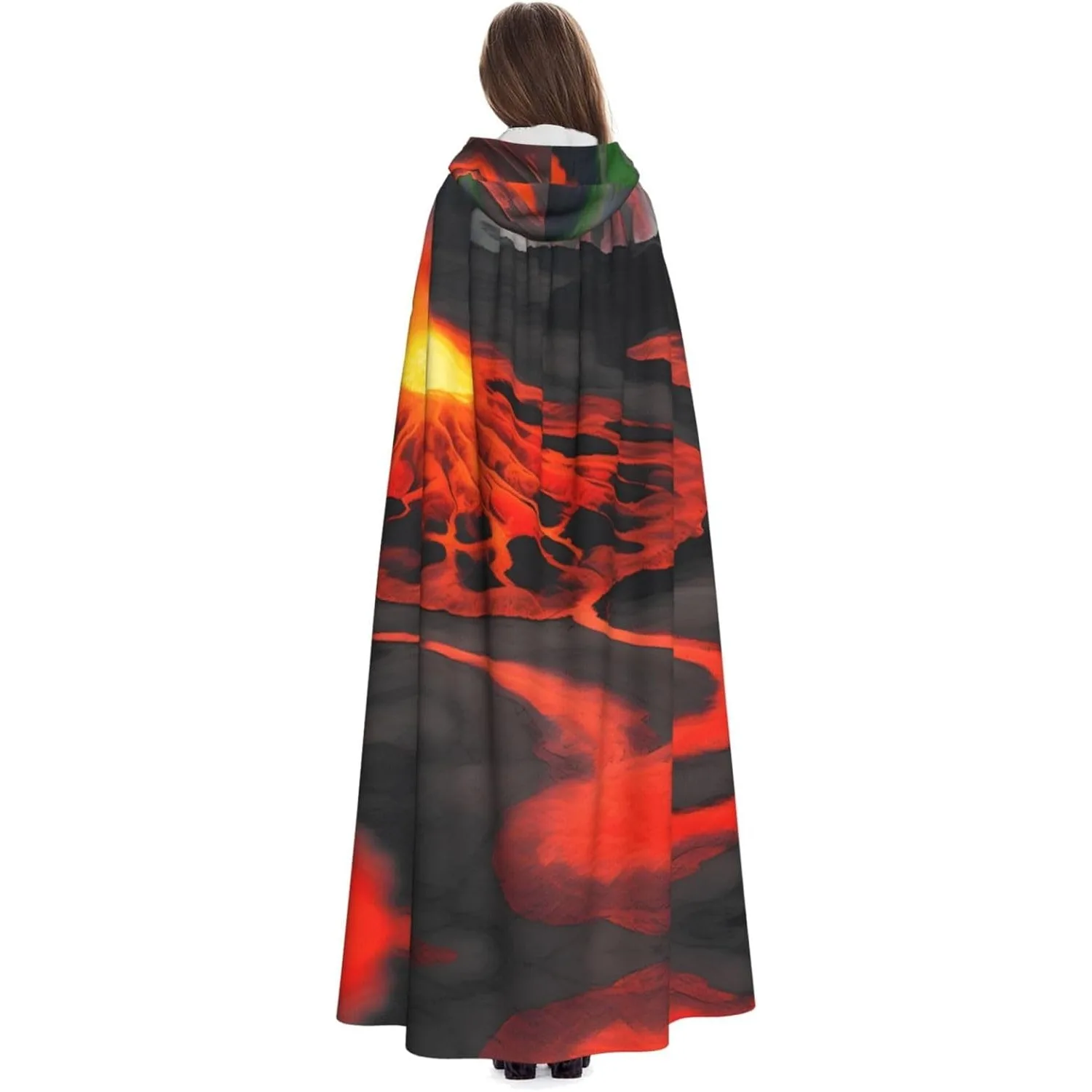 

Kilauea Volcanos print Adult Hooded Cape Carnival Festival Cape Cosplay Robe Costume party Gothic Carnival