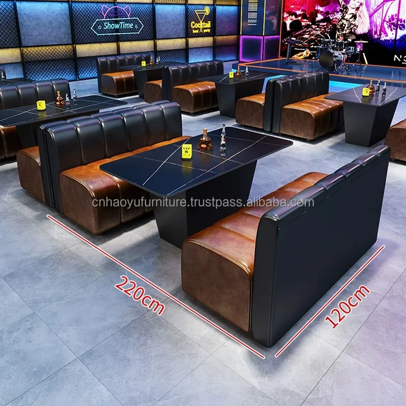 custom.Modern Solid Wood Bar Hookah Lounge Furniture Cafe Booth Night Club Sofa Pub Chair Table Counter Set Hotel Factory Wareho