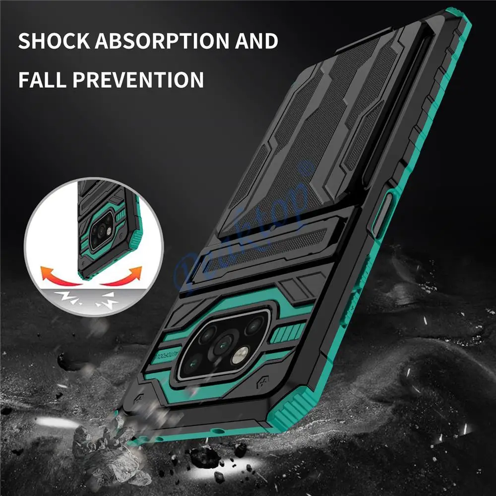 Poco X3 Pro NFC Case Heavy Duty Kickstand Card Slot Armor Cover For Xiaomi Pocophone Pocox3 Pro NFC Poco X 3 Pro Poko X3pro Capa