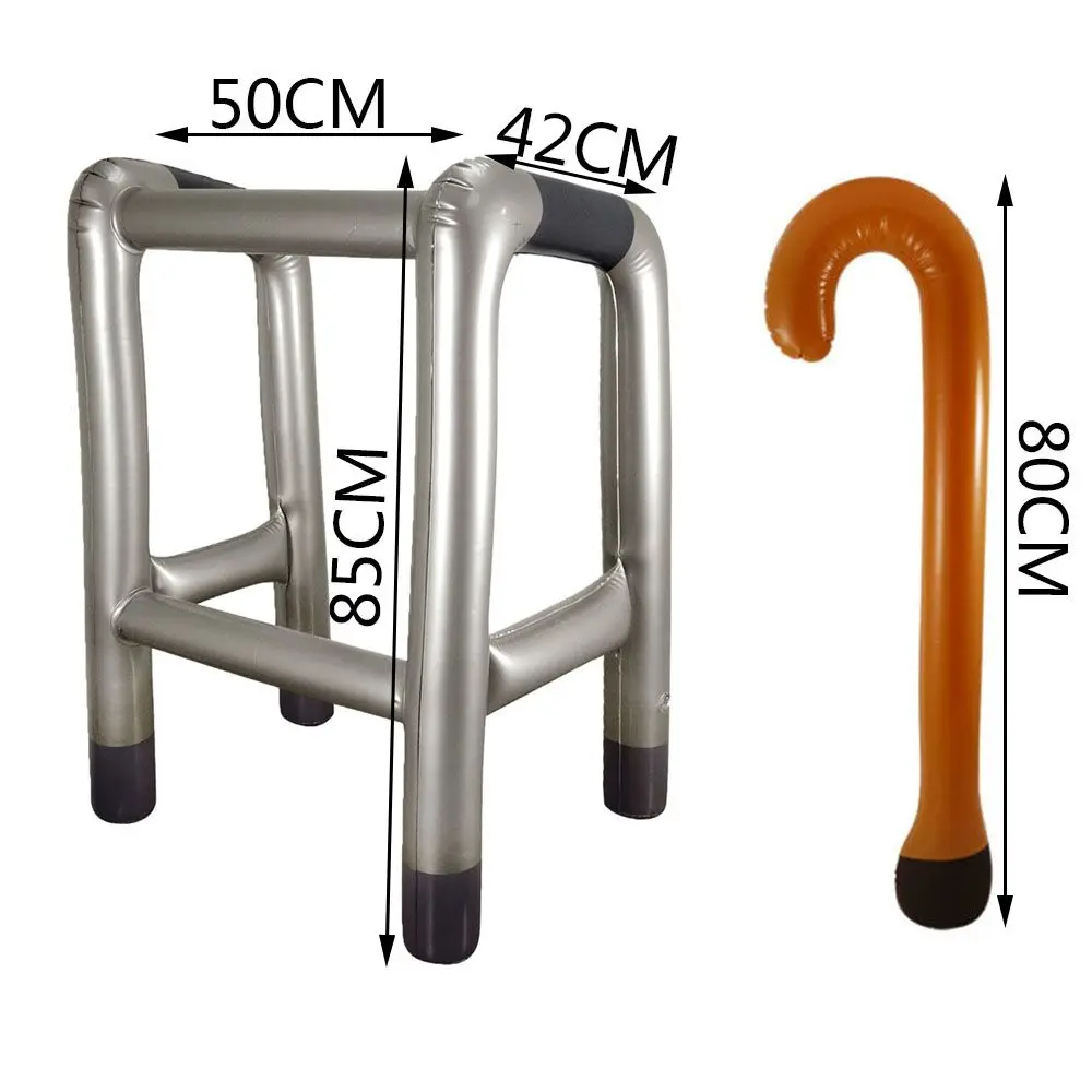 2Pcs Inflatable Zimmer Frame Walking Stick Dress Up Funny Novelty Costume Party Blow Up Prop Toy Accessory Inflatable Toys