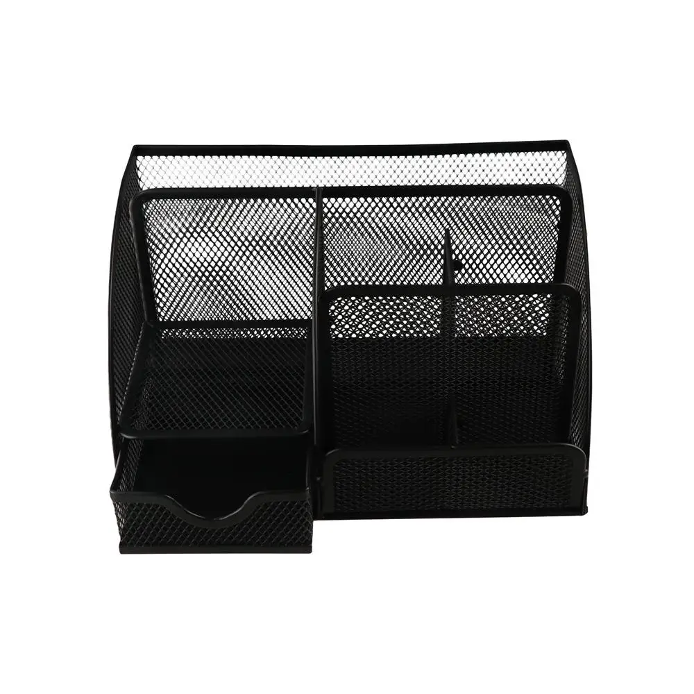 Portalápices creativo de rejilla múltiple, malla metálica, 6 compartimentos, organizador de escritorio para oficina, multifuncional, 1 cajón, caja de almacenamiento de artículos diversos