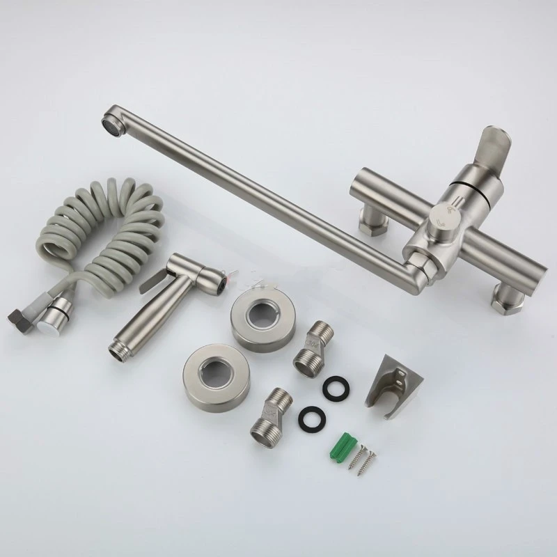 Imagem -02 - Torneira da Banheira do Banheiro do 304 Torneira do Chuveiro da Cachoeira de Parede Cabeça de Chuveiro Portátil Conjunto Aço Inoxidável