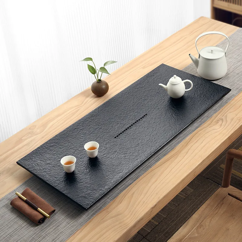 Accessories Supplies Tea Tray Chinese Gongfu Marble Rectangular Tea Tray Puer Decorative Luxury bandeja de madera Tea Supplies