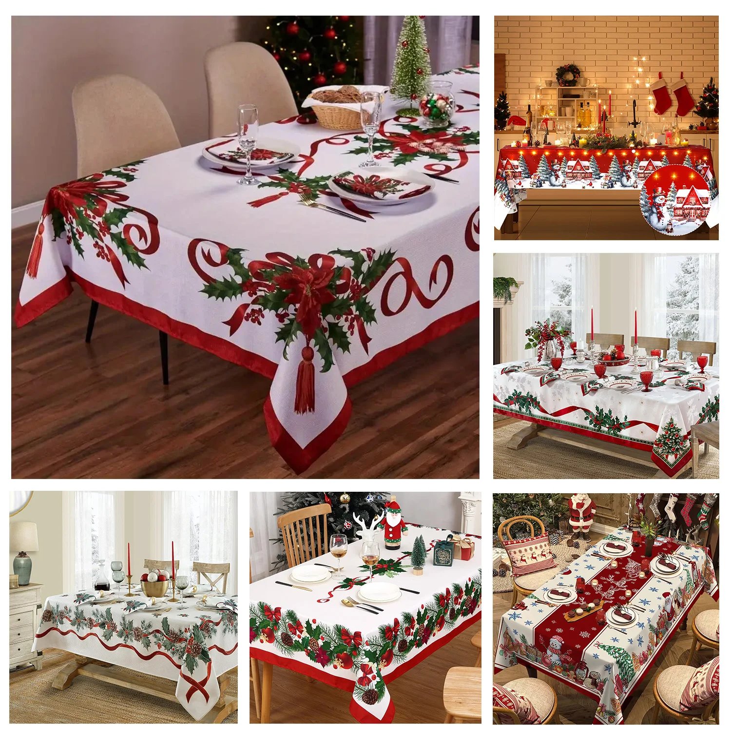Nappe rectangulaire de noël, nappe Design Poinsettia pour fête du nouvel an et dîner, nappe de décoration de Table de noël