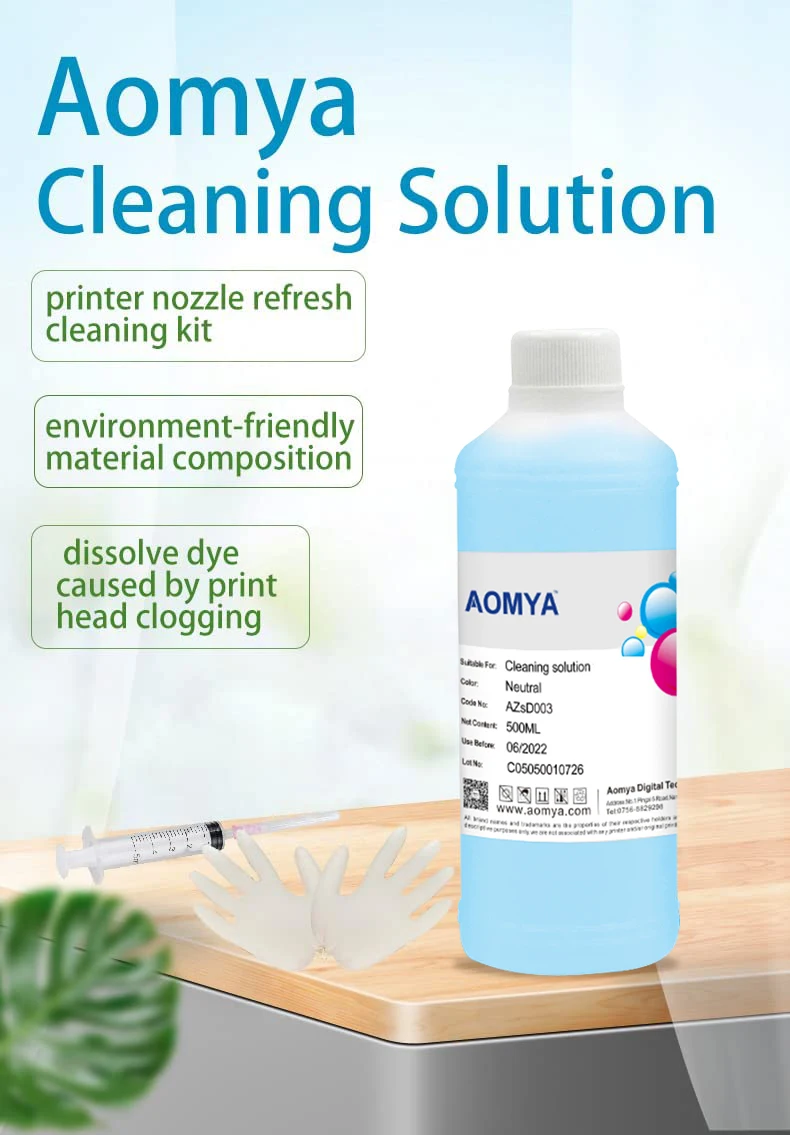 Aomya 500ml DTF cleaning Liquid Strong Cleaning for Epson DX4 DX5 DX7 L1800 L805 L800 1390 I3200 DTF ink cleaning Solution