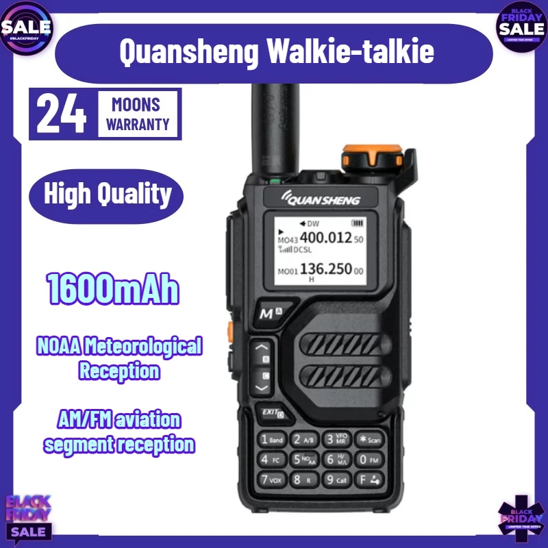 1600mAh 5W Walkie Talkie UV-K5 50-600MHz Air Band Rx Multi-Band 136-600MHz Tx DTMF Scrambler Frequency Scan Copy Vox FM Radio