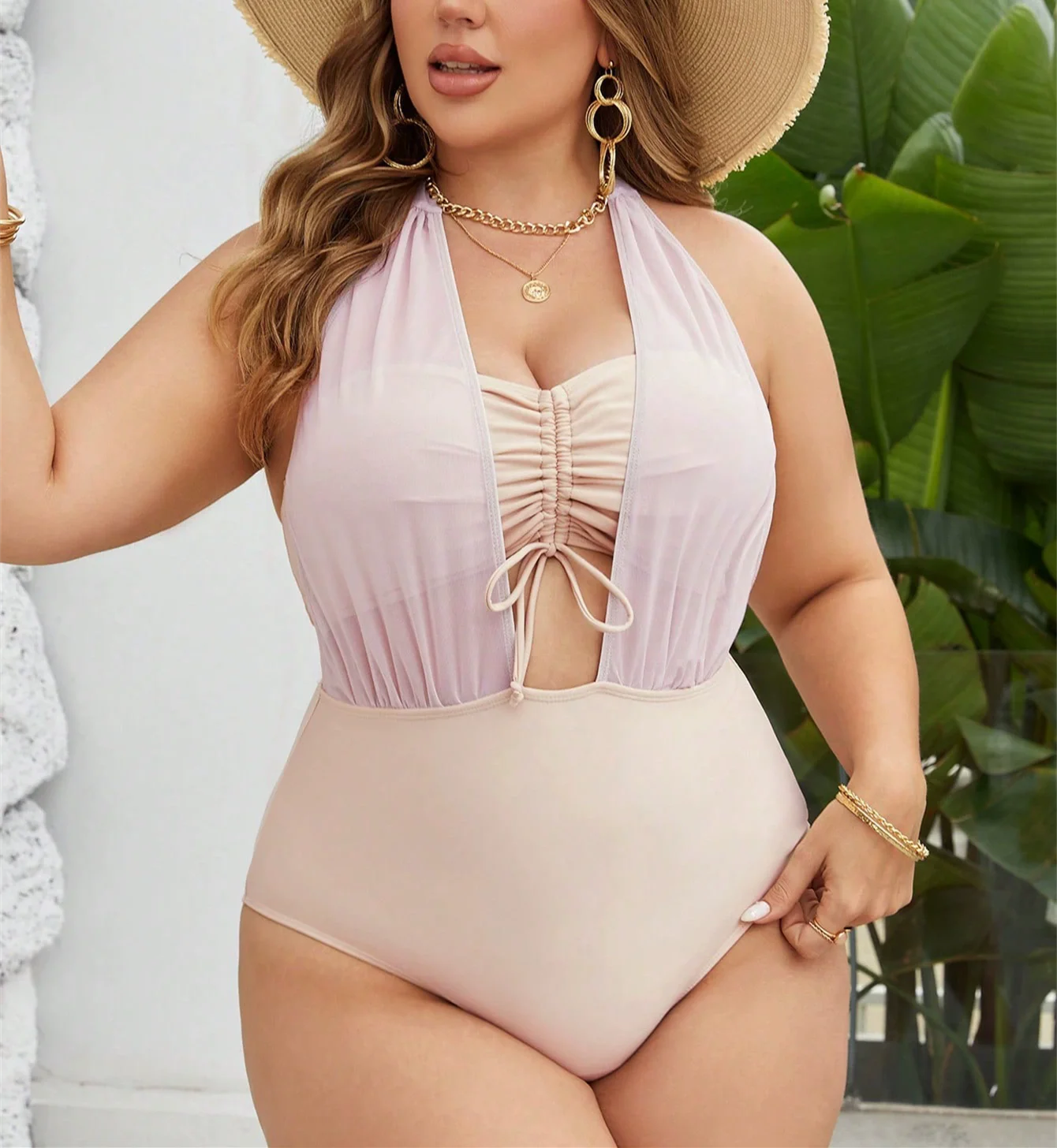 قطعة واحدة ملابس سباحة مقاس كبير للنساء 2025 ملابس سباحة نسائية سمينة رافعة للصدر بدلة استحمام للتحكم في البطن