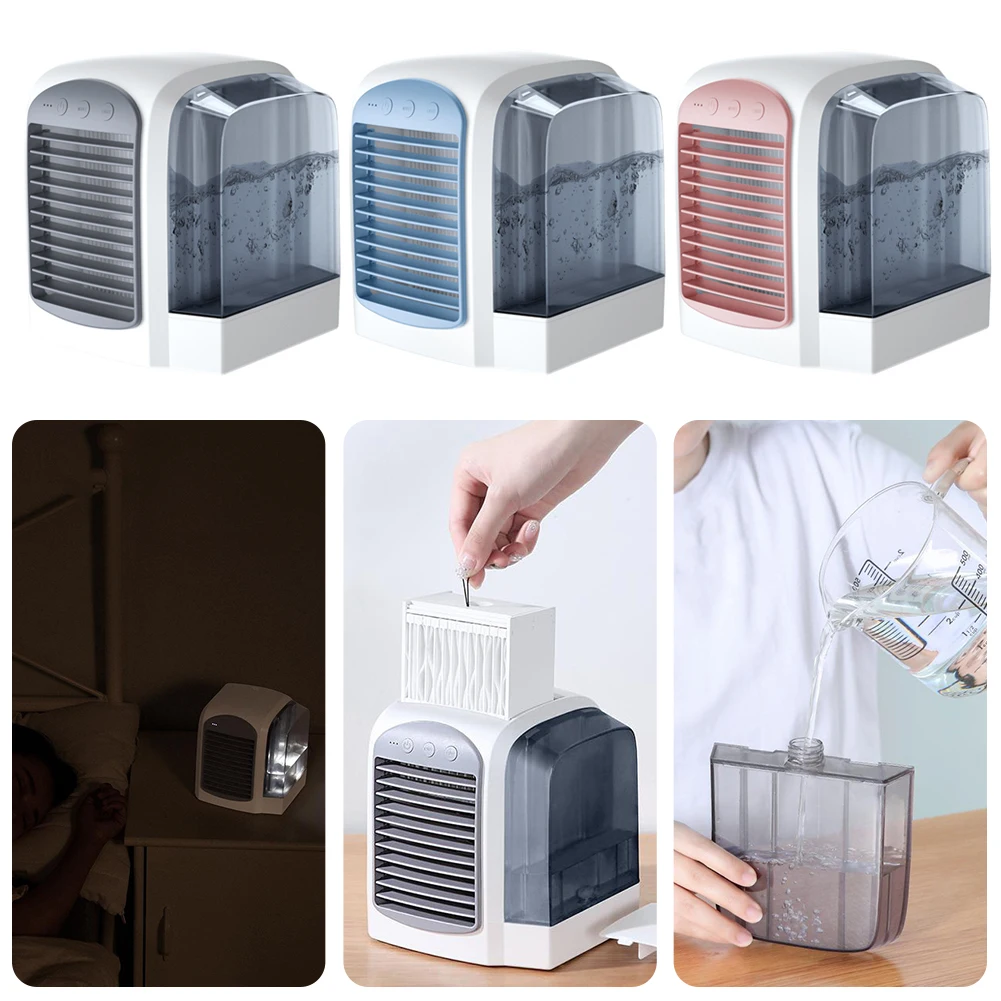Water-Cooled  Personal Mini Air Cooler Humidifier Mini  3 Gear 380ml Tank for Bedroom Living Room