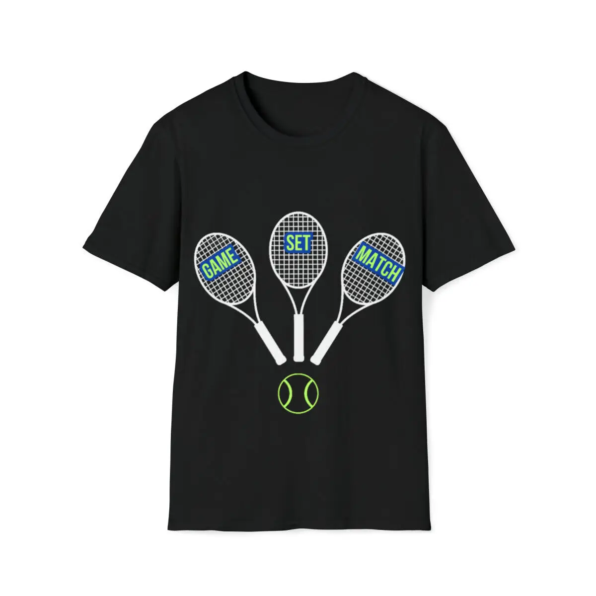 Game Set Match Tennis T Shirt US Open Inspired Rackets Ball