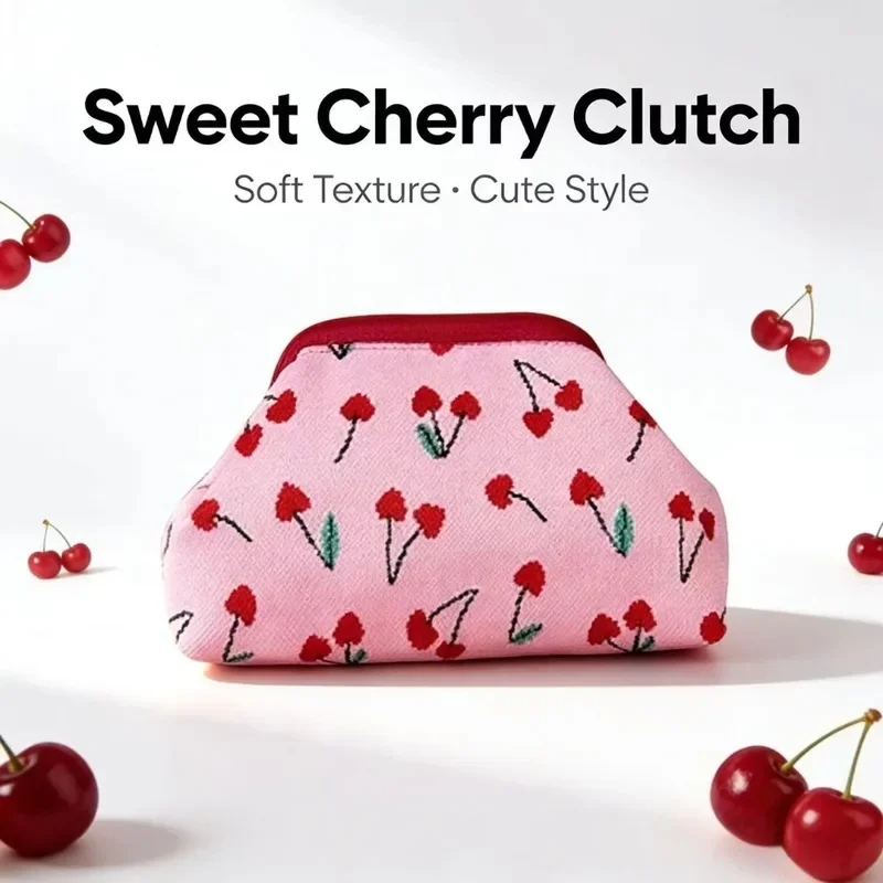 New Cherry Embroidered Handbag for Women, Fashionable and Practical Woven Bag, Versatile Bag for Everyday Use