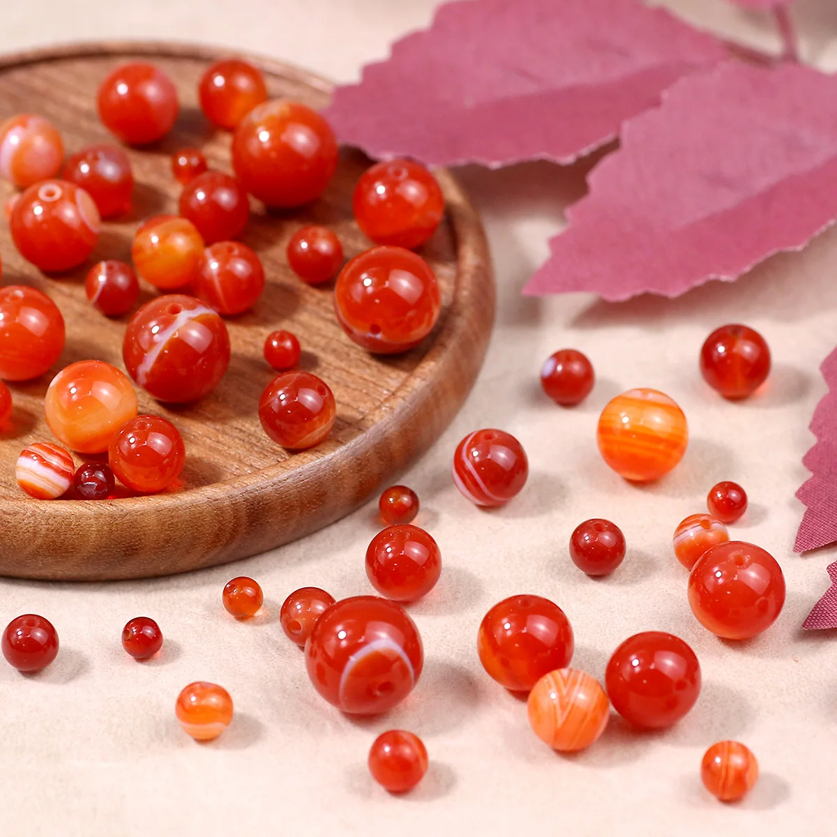 4/6/8/10/12mm Natural Stone Striped Carnelian Charm Beads Loose Spacer Beads For DIY Jewelry Making Bracelets Accessories Gifts