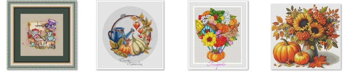 Cross stitch Kit 14CT 18CT 25CT Canvas Cross Stitch DIY Embroidery Set DMC Threads Craft -Pumpkin Sunflower 37-36