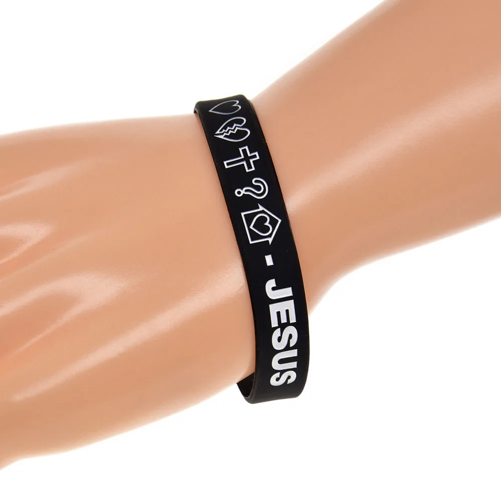 1 PC Jesus Silicone Bracelet Love Sad Pray Christian Bible Verse Wrist Band Unisex Rubbe Bangle