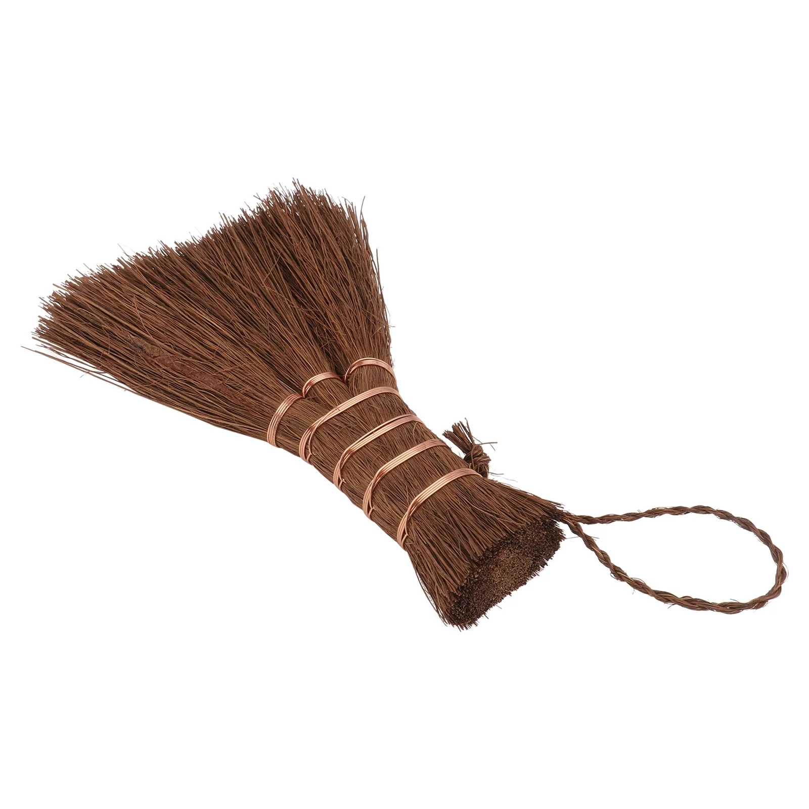 Mini Brown Broom Small Delicate Corner Palm Ceremony Cleaning Silk Toy Natural Material Child