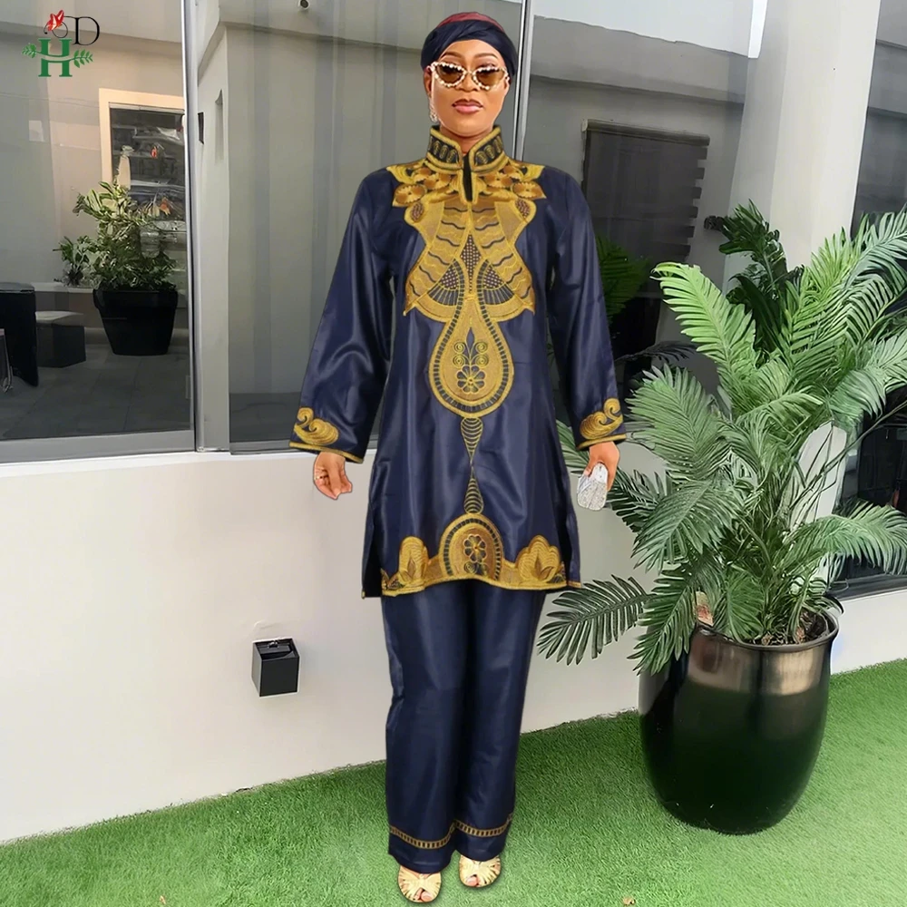 

H&D African ClothingFor Women Fashion Ankara Dashiki Kaftan Shirt + Pants Turkish Moroccan Wedding Rich Bazin