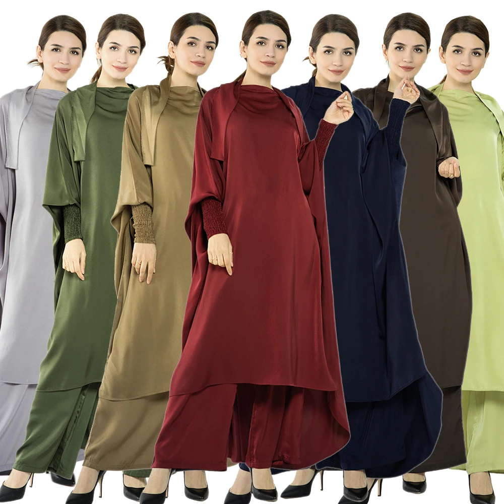 

Ramadan 2 Piece Robe Long Robe Set Abaya Muslim Women Prayer Garment Dubai Saudi Prayer Dress 2 Pieces Pants Set Eid Niqab