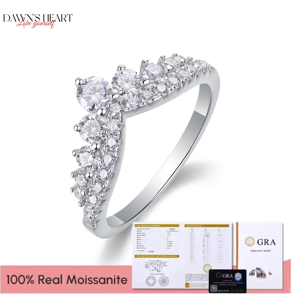 

DAWN All Moissanite Rings Crown GRA Woman Sparkling Diamond Wedding Band Anniversary Engagement Ring 925 Sterling Silver Jewelry