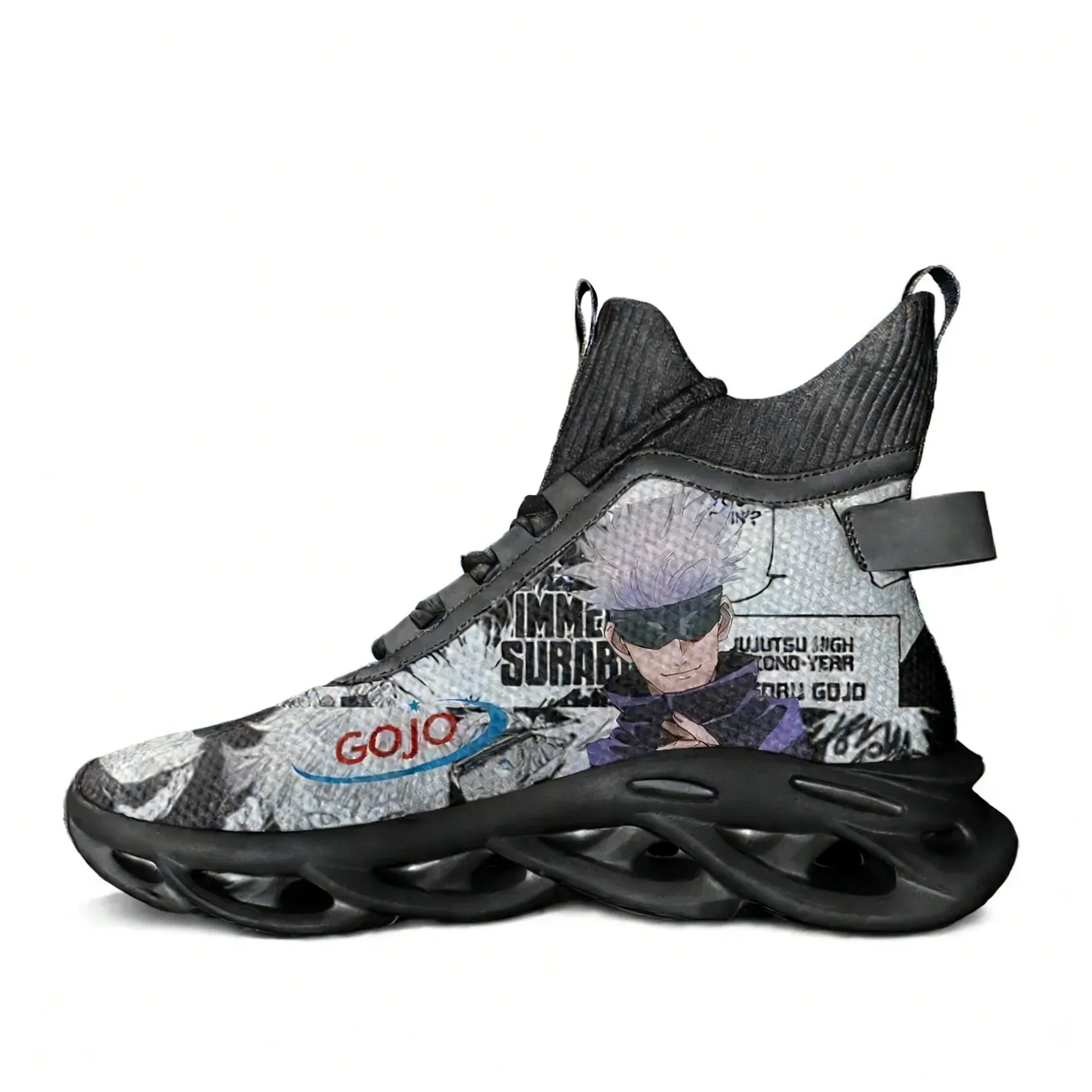 

Кроссовки Satoru Gojo High Top Flats для мужчин и женщин, спортивная обувь для бега, высококачественные кроссовки на шнуровке, сетчатая обувь, индивидуальный дизайн.