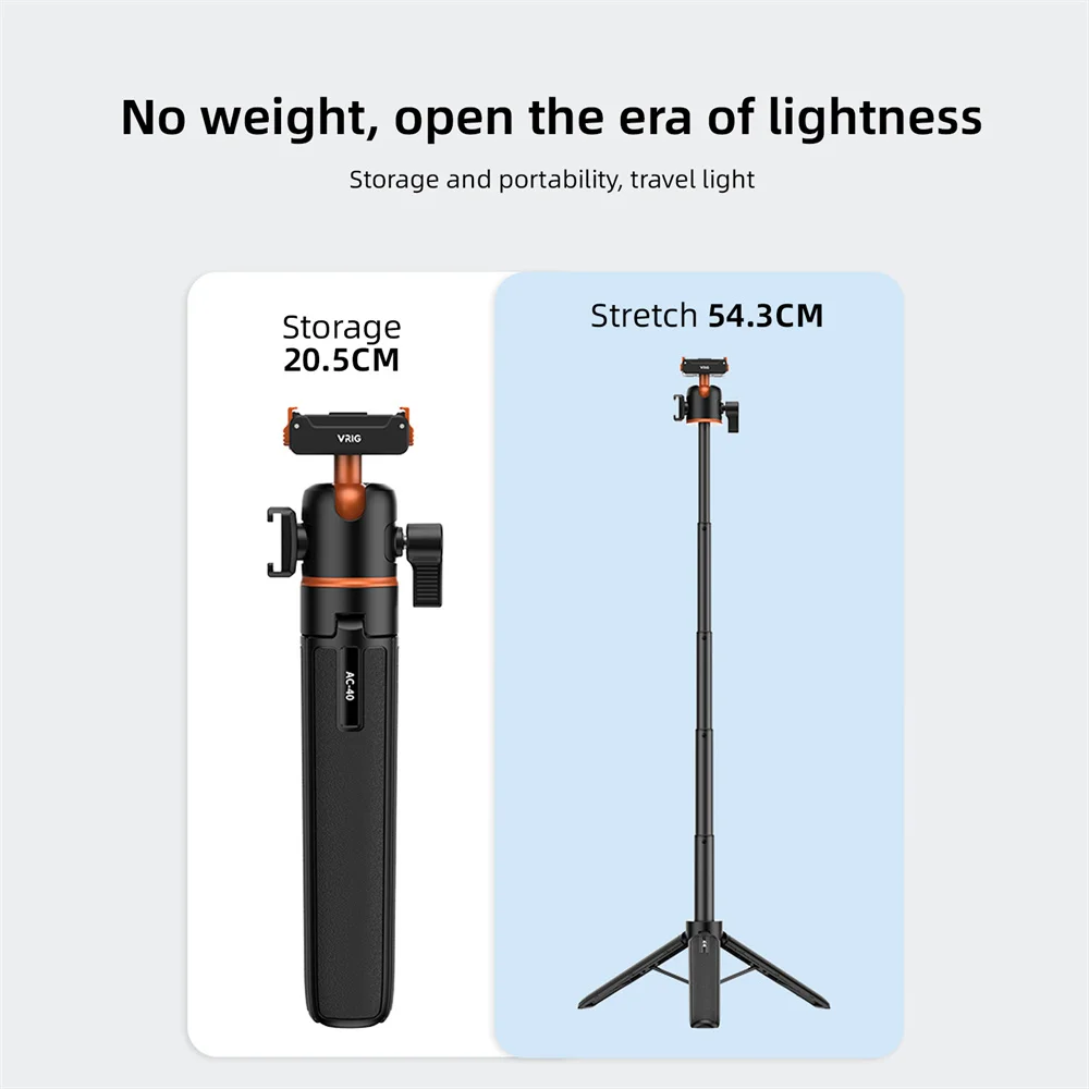 VRIG Magnetic Tripod for DJI Osmo Action 6 5 4 3 Adjustable Selfie Stick Stand Action Camera Accessories w 360 BallHead&ColdShoe
