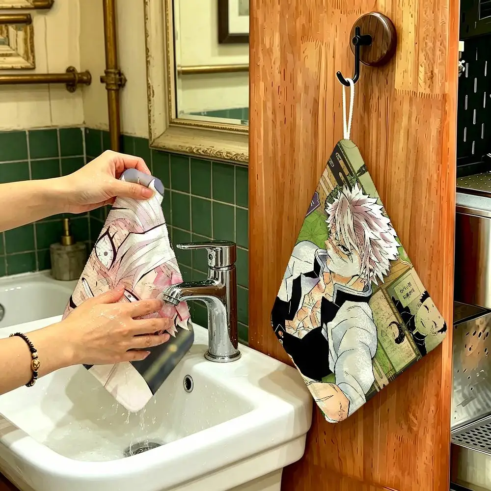 Cartoon Character Shinazugawa Sanemi Hand Wiping Towel, Hanging Design, Durable for Household Restaurant Toilet Use