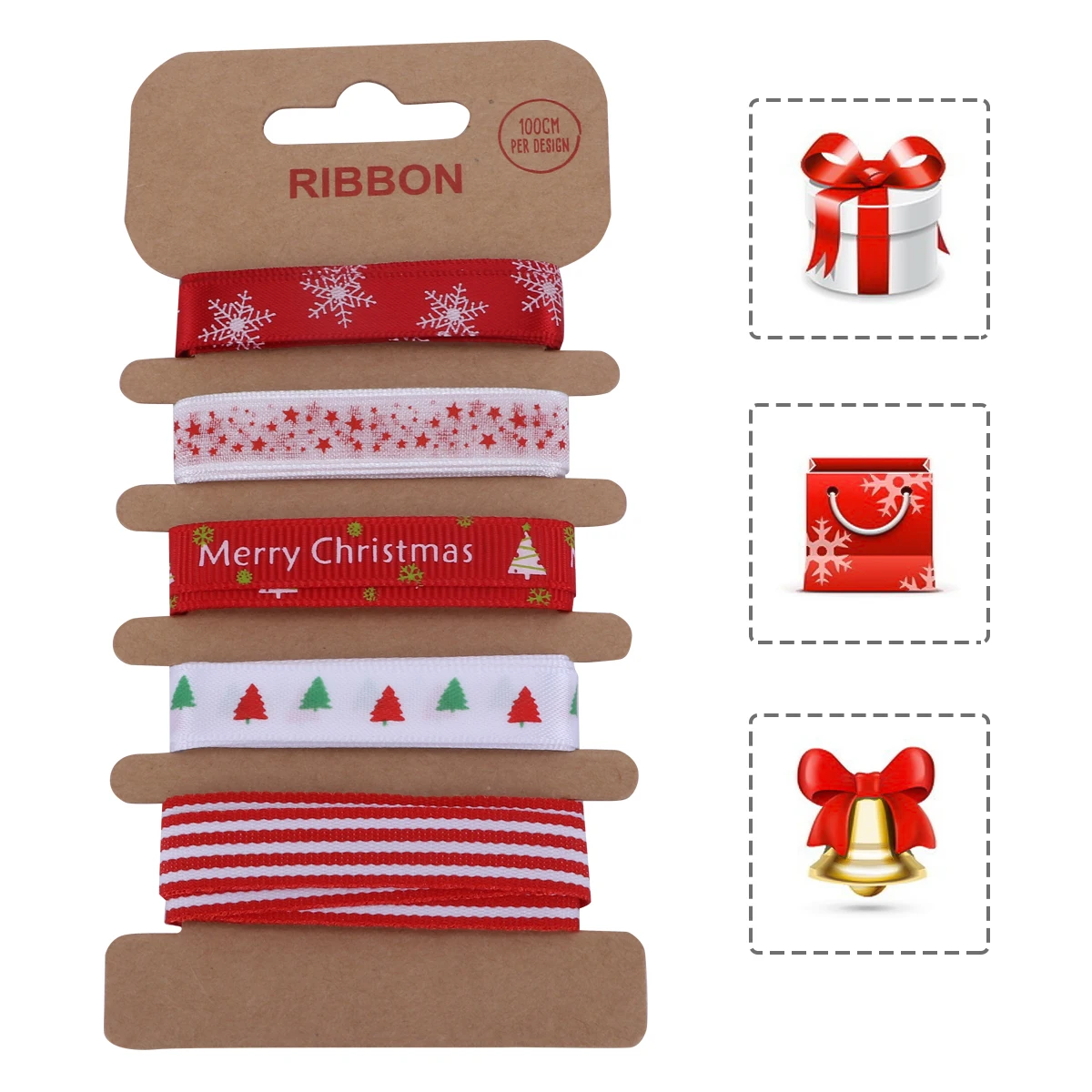 

Christmas Printed Ribbon Trim for Crafts Ribbons Wrapping Holiday Ornament Wired Party Presents Grosgrain