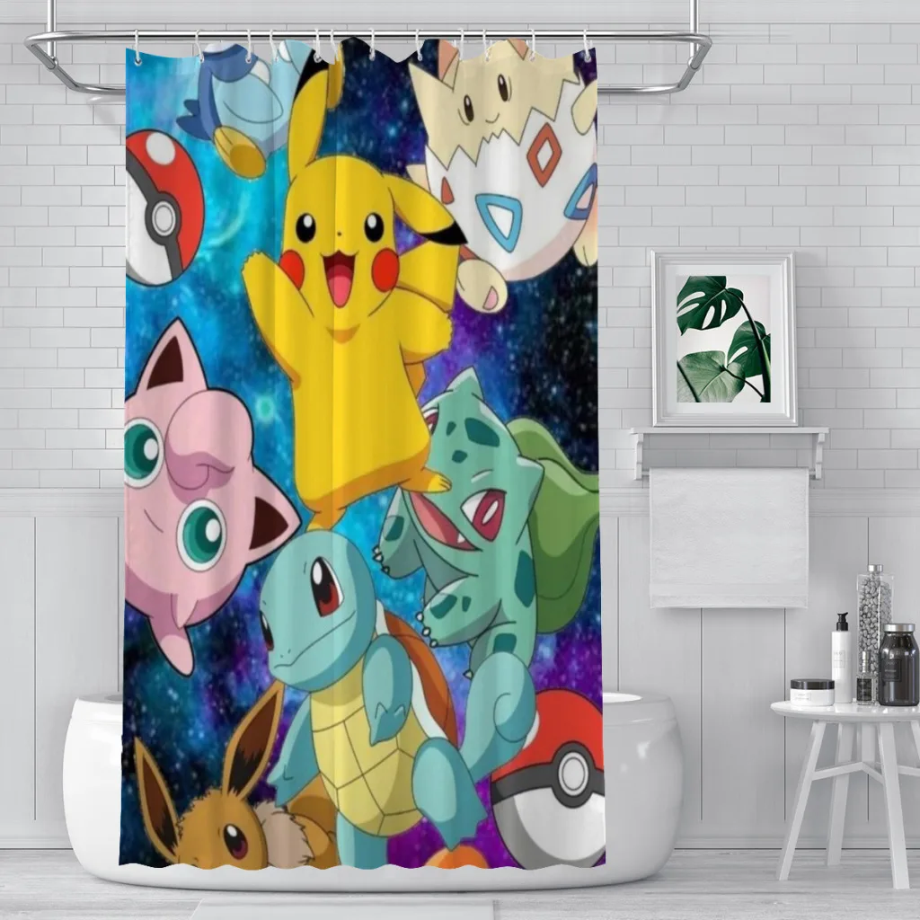 Pokemon Shower Curtain for Bathroom  Aesthetic Room Decoration