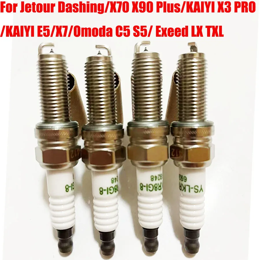 

4 Spark Plug For Jetour Dashing/X70 X90 Plus/KAIYI X3 PRO/KAIYI E5/X7/Omoda C5 S5/ Exeed LX TXL F4J163707010 LKR8GI-8