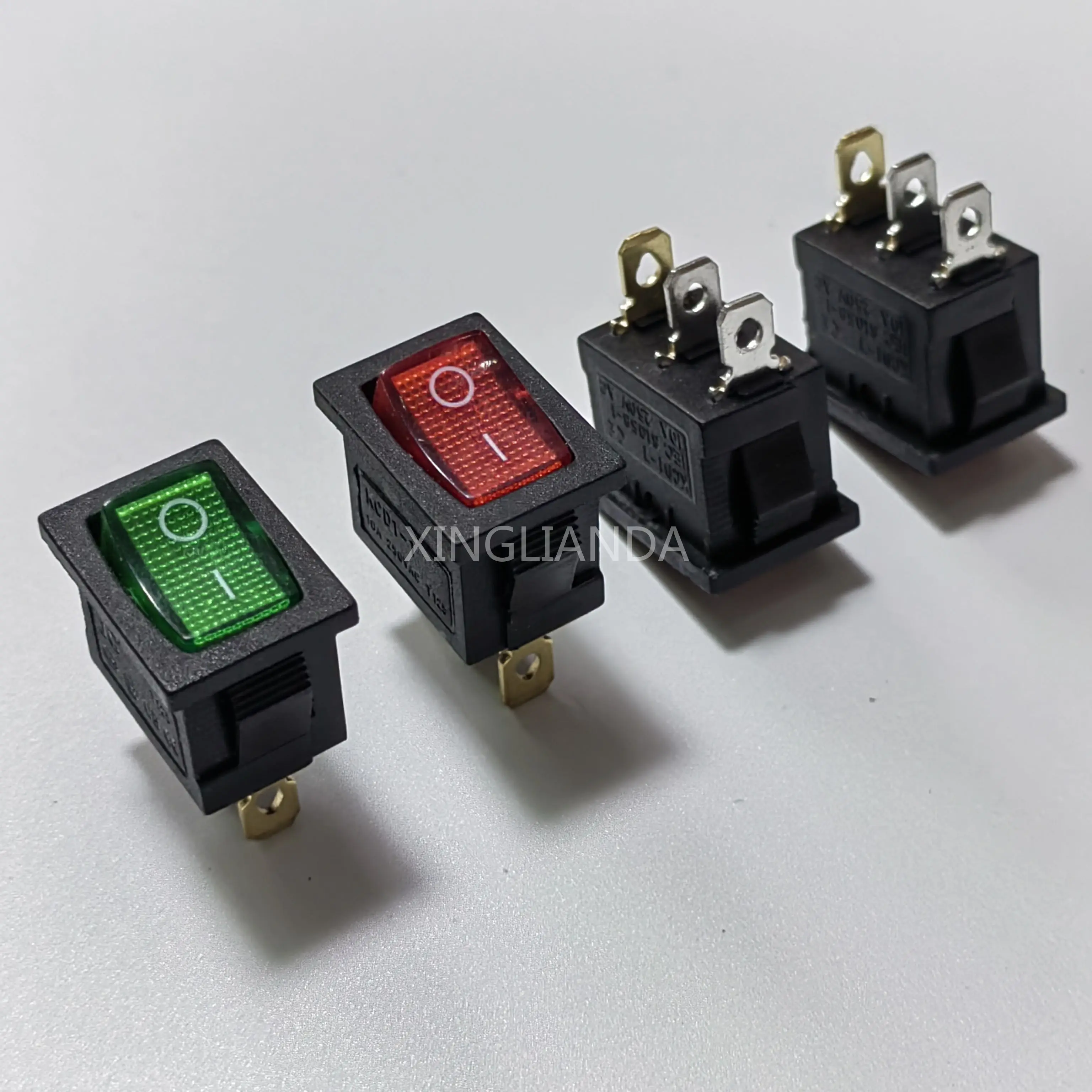 20 قطعة KCD1 21X15 مللي متر ON-OFF 3 دبوس قارب سيارة الروك التبديل 21*15 مللي متر 6A/250 فولت 10A/125VAC الضوء الأحمر الأخضر