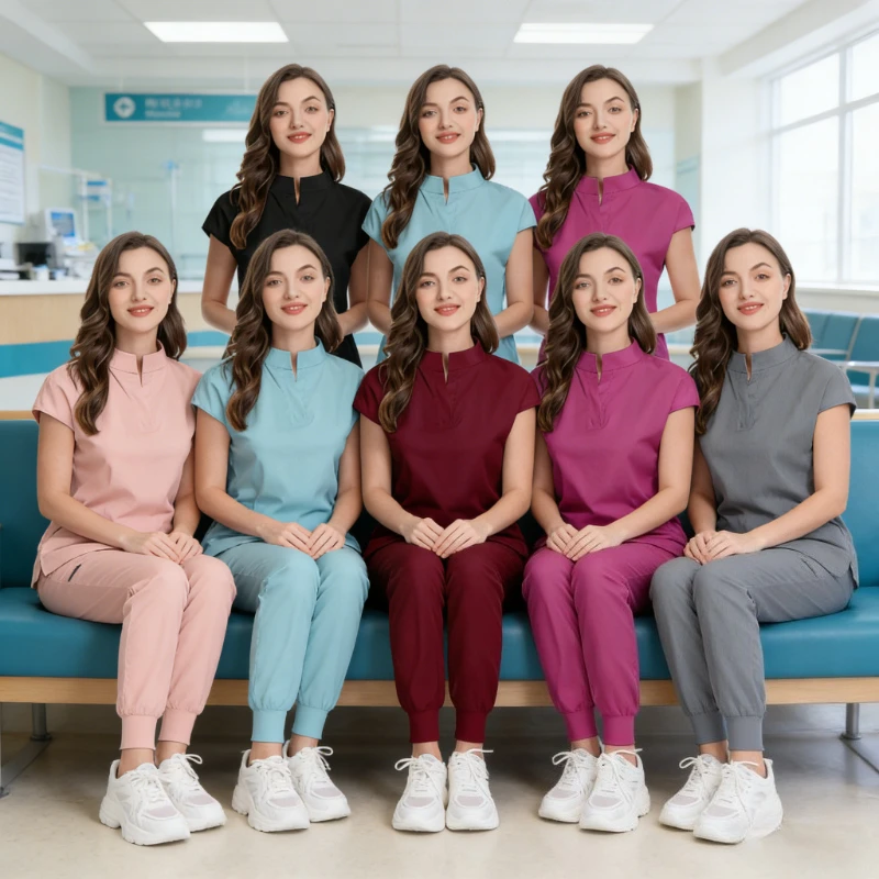 premium-women's-short-sleeve-scrub-set-quick-drying-medical-uniform-breathable-fabric-ideal-for-hospital-dental-clinic-spa-salon