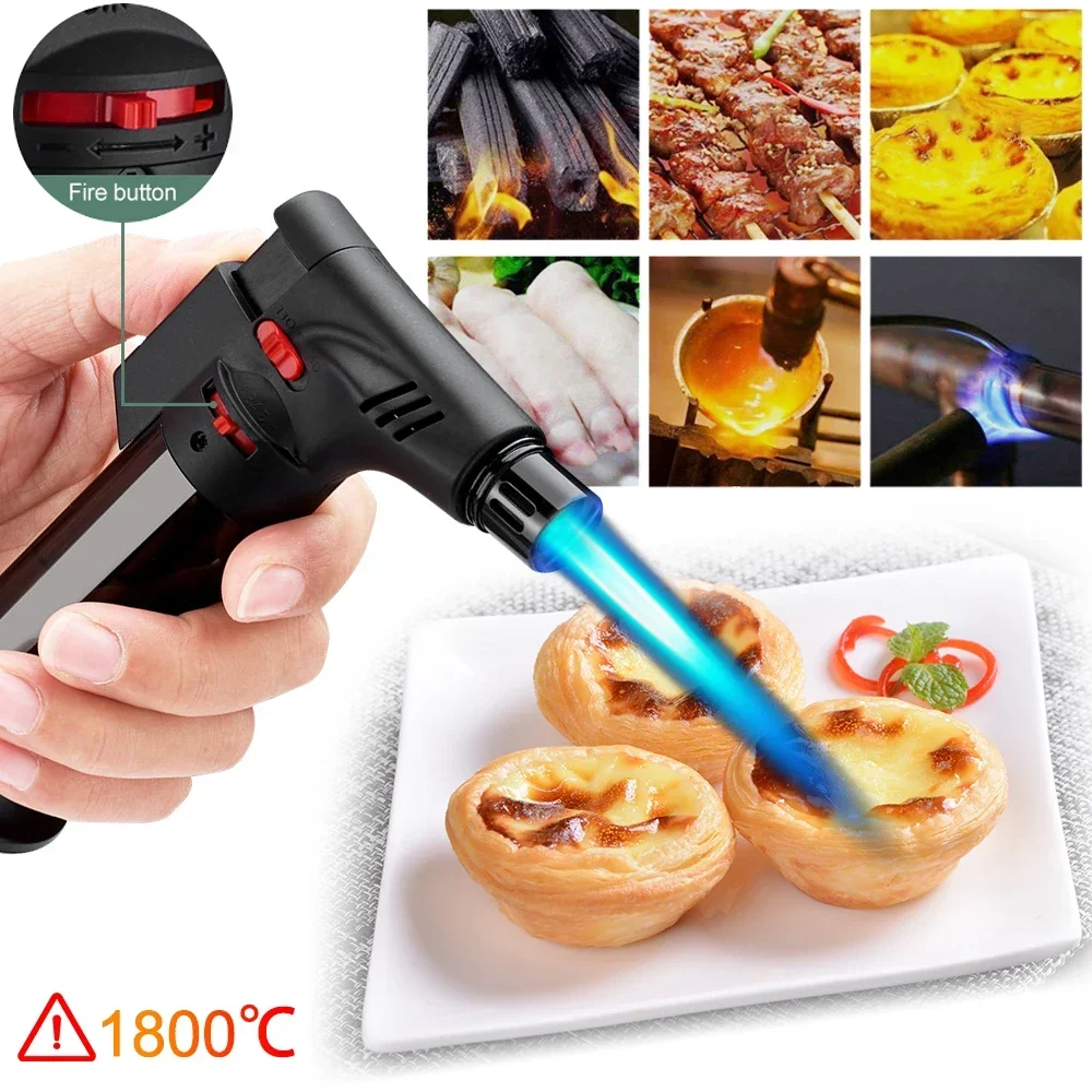 4Pcs Butane Torch Lighter Refillable Kitchen Lighter Desserts Creme Brulee Baking Igniter Transparent Body Jet Flame Lighter