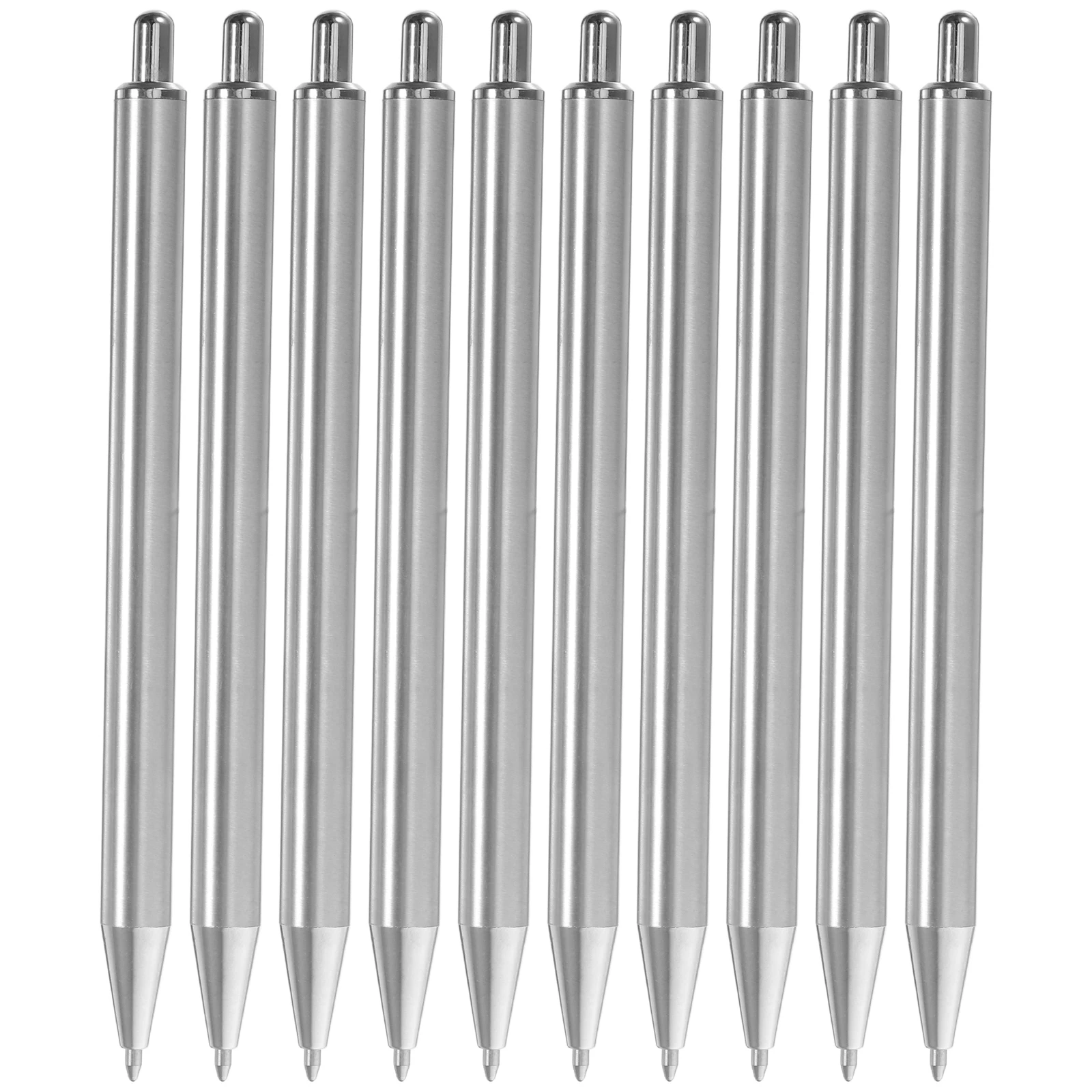 

10 Pcs Stainless Steel Ballpoint Pen Cute Pens for Women Daily Use School Black Metal