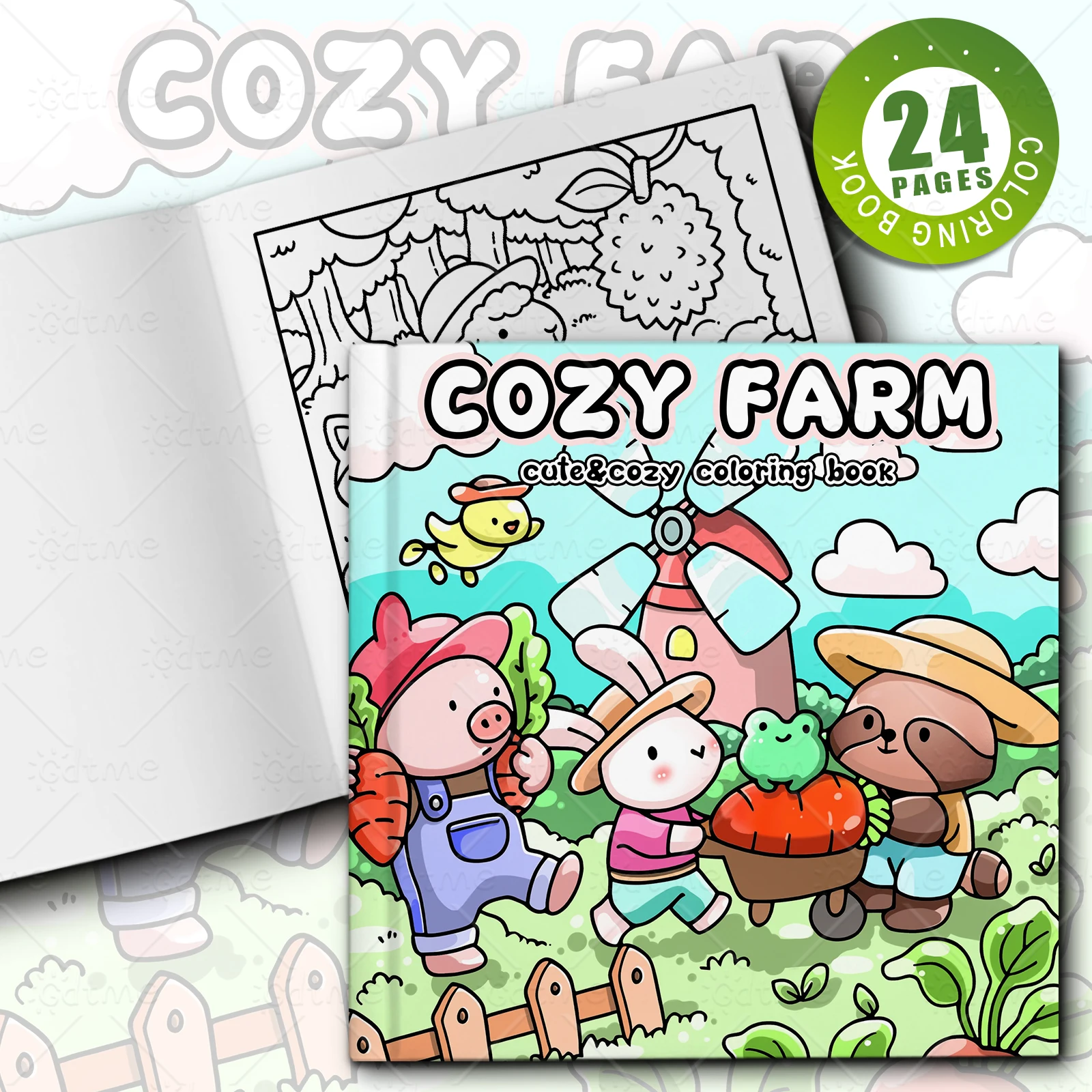 COSY FARM Mutige, einfache Muster, Malbuch für Erwachsene, süßes Zeichenbuch, perfektes Geschenk für Party und Geburtstag – Detail 1