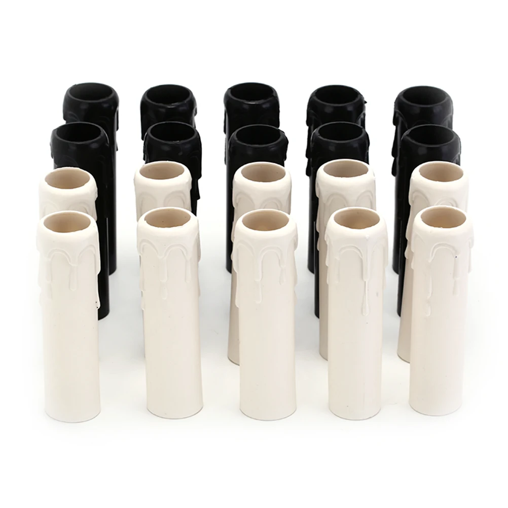 10Pcs Table Lamp Base Candle Lamp Holder 25*100 Black White Sleeve Candle Bulb Base Cover Chandelier Part Candle Tube