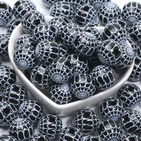 16MM 10Pcs Black Spider Web Beads Round Wood Beads For Jewelry Making Handmade DIY Necklace Earrings Bracelet Supplier