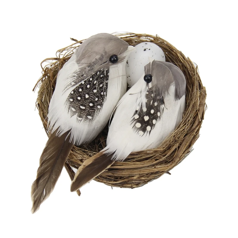 Artificial Birds and Bird Nest and Bird Egg Set Miniature Ornament for Home Garden Party Lawn Decoration Dropsale