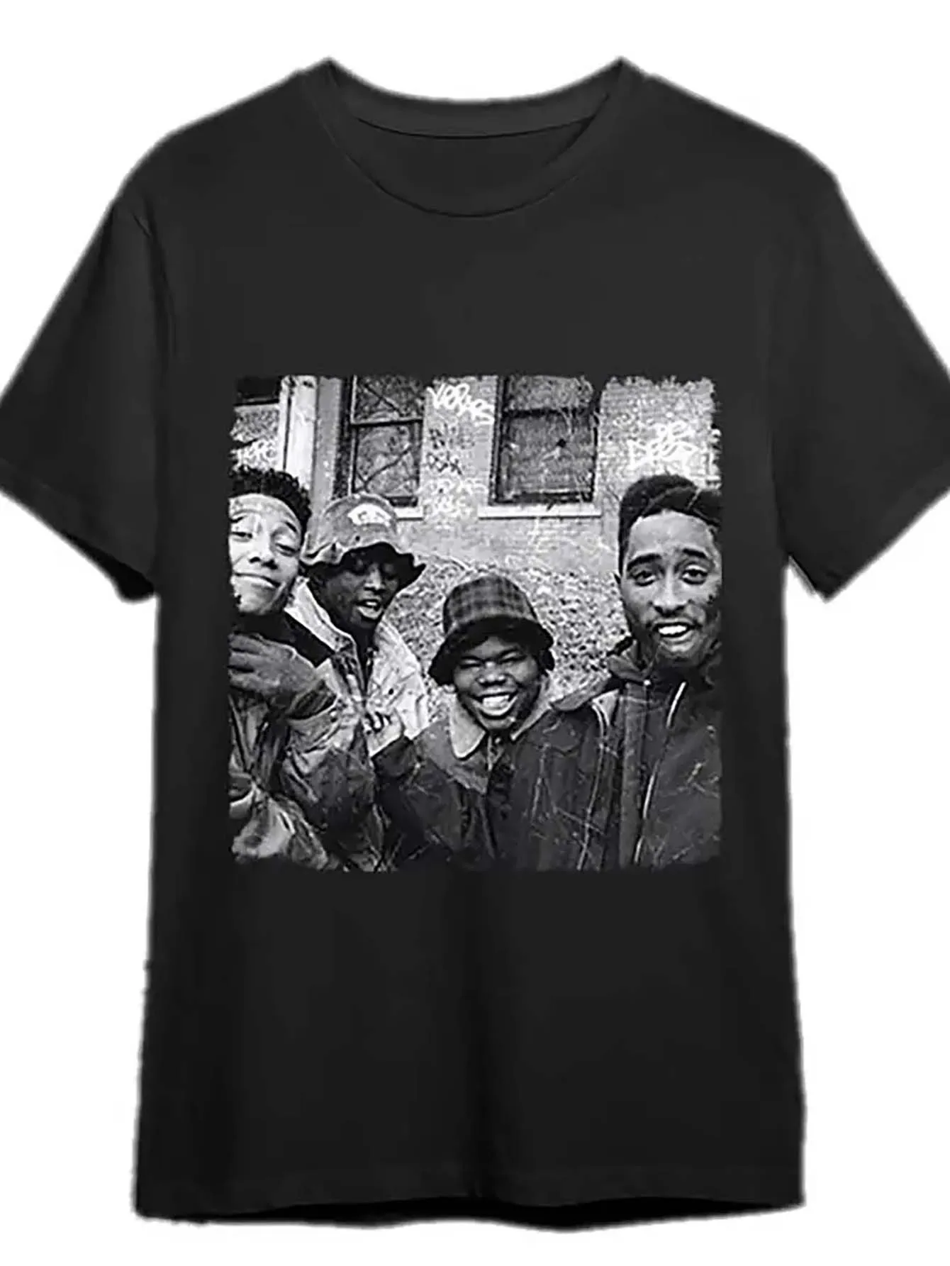 338288 تي شيرت رجالي ممتع بأكمام قصيرة مطبوع كبير جدًا من سلسلة العلاقات العامة السوداء، مقاس كبير #1