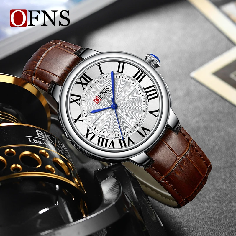 OFNS Top Brand Business Classics Men\'s Quartz Watch Roman Scale Dial Waterproof Stainless steel Male Quartz Wristwatch Relojes