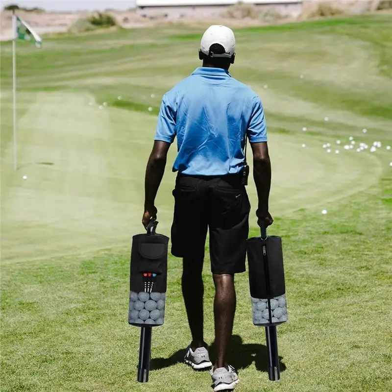 【Price Drop !!】Golf Ball Retriever With 75 Ball Capacity Portable Bag Pick Up Featuring Removable Plastic Tube Pocket Shagger
