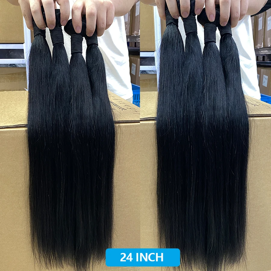 22 24 26 Inch Straight 3 Bundles 100% Human Hair Weave Bundles Remy Hair 3 Bundles Brazilian Hair Extension Natural Black Color