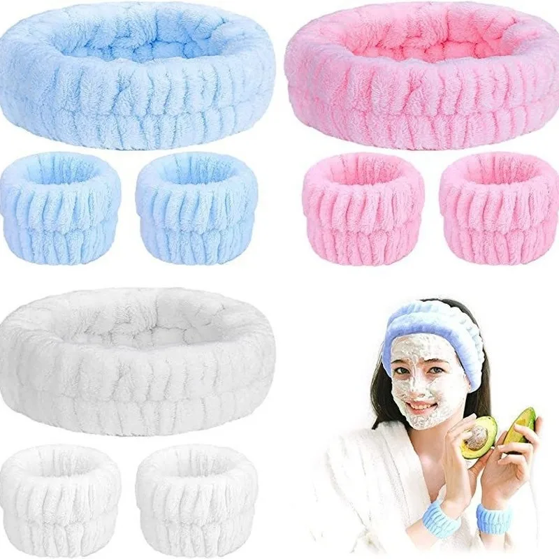Coral Velvet Facial Care ชุดยืดหยุ่นสูงแต่งหน้า Hairband Face WASH สายรัดข้อมือ Skin Care เครื่องมือสําหรับ Facial Mask การประยุกต์ใช้