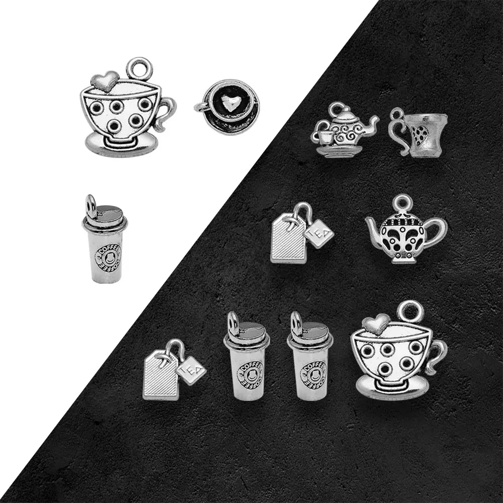 Antique Silver Plated Tea Coffee Cup Charms Have A Break Pendants For Diy Bracelets Jewelry Making Findings Supplies Accessories