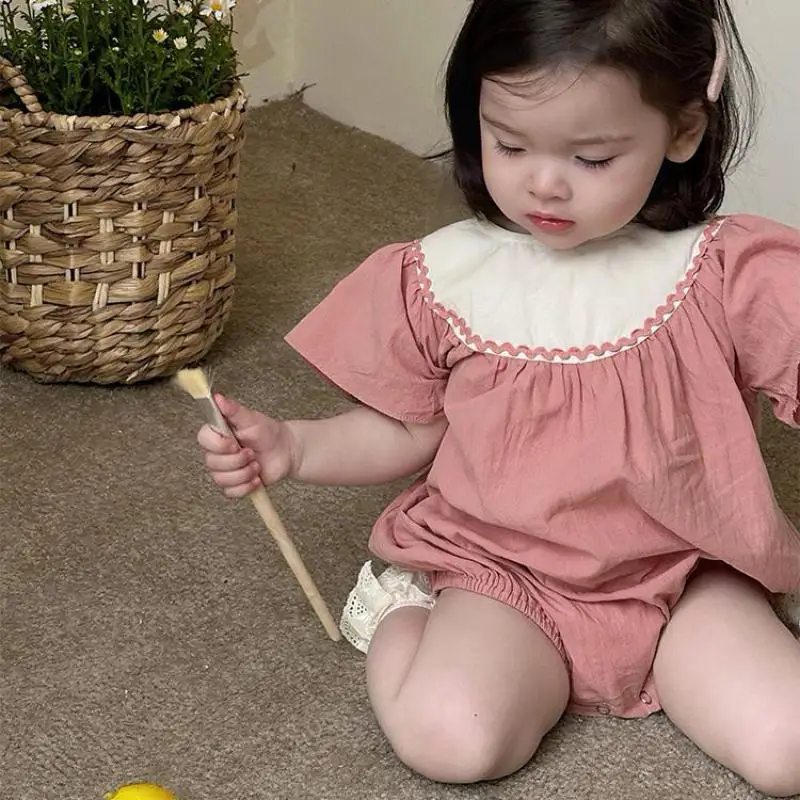 

Infant Clothes 2024 Summer Newborn Boy Baby Thin Loose Short Sleeve Casual Bodysuit Fashion Kid Girl Comfortable Cotton Onesie