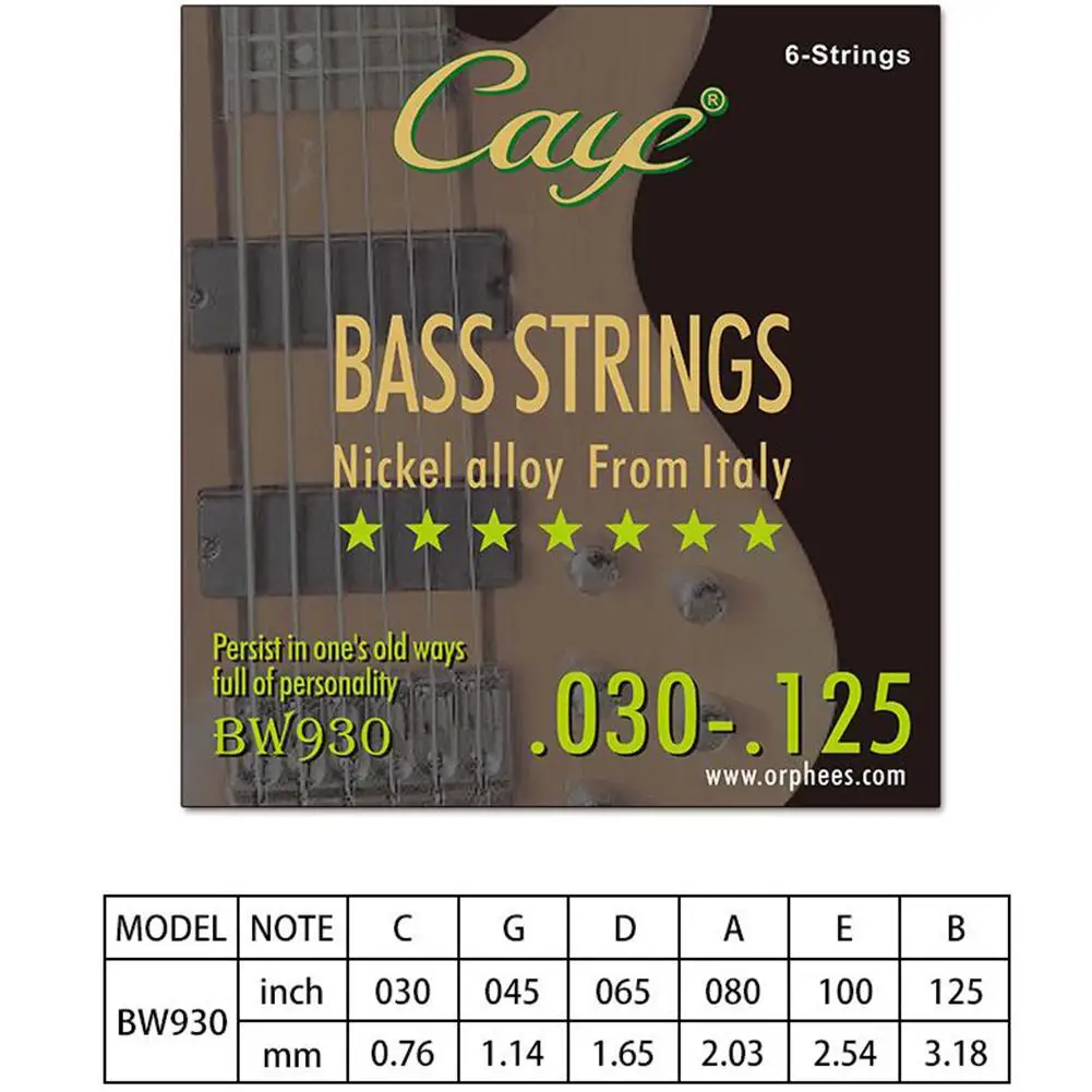 Caye Bw Serie 4/5/6 Pcs Bass Snaren Zeshoekige Stalen Kern Draad Bas Snaren Snaarinstrument Vervanging Accessoires