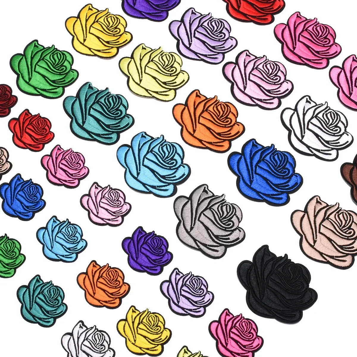 Rose Flower Floral Patch Stickers Iron on Letter Patches Applique Heat Transfers Thermocollants T-shirt Clothing Accessories