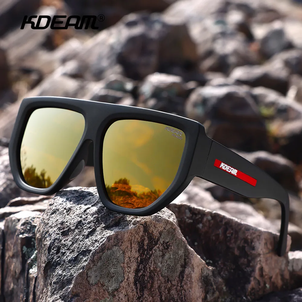 KDEAM Fashion Sunglasses Men Oversized Frame Design Large Size Polarized Sunglasses TR90 With Polygonal Cutting Included Case