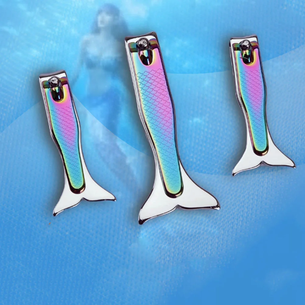 

4 шт., набор кусачек для ногтей из нержавеющей стали, портативный маникюрный набор с дизайном русалки для ногтей, инструмент для обрезки ногтей, педикюра, инструмент для ногтей