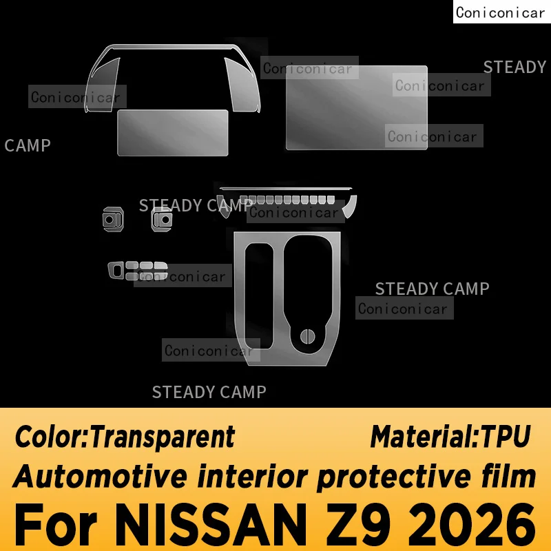 For NISSAN Z9 2026 Panel Dashboard Navigation Automotive Interior Protective Film TPU Transparent Anti-Scratch
