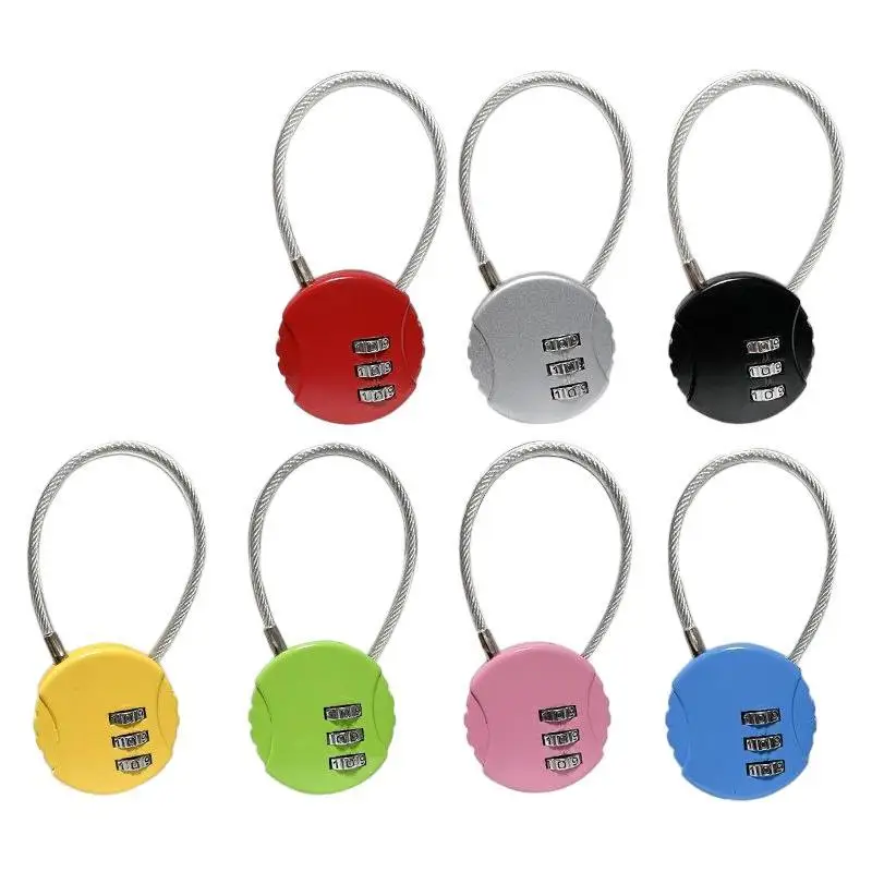 3-stelliges Kabel-Kombinationsschloss, flexibles Draht-Passwortschloss, Diebstahlsicherung für Gepäck, Rucksack, Reisekoffer und Schränke. – Detail 7